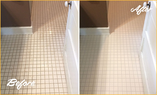 Before and After Picture of a Pittsboro Bathroom Floor Sealed to Protect Against Liquids and Foot Traffic
