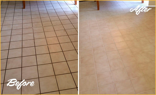 Before and After Picture of Seaforth Ceramic Tile Grout Cleaned to Remove Dirt