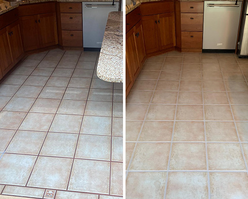 Floor Before and After a Grout Sealing in Durham, NC