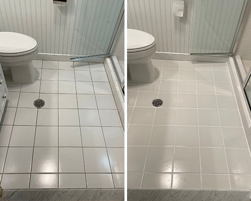 Floor Before and After a Grout Cleaning in Greensboro, NC