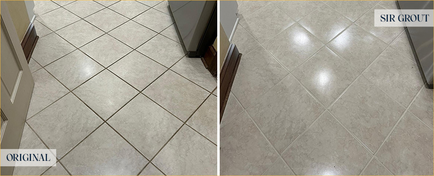 Floor Before and After a Superb Grout Sealing in Durham, NC