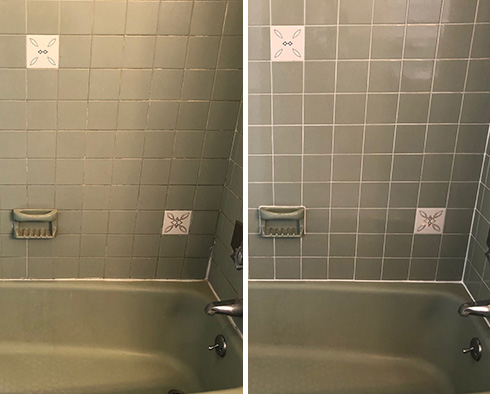 Shower Before and After a Tile Cleaning in Burlington, NC