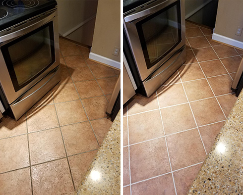 Floor Before and After a Grout Cleaning in Hillsborough, NC