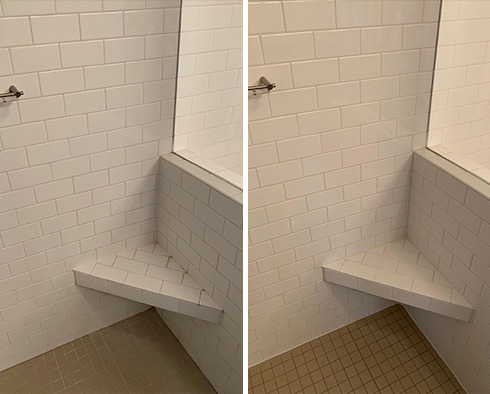 Shower Before and After a Grout Sealing in Durham, NC