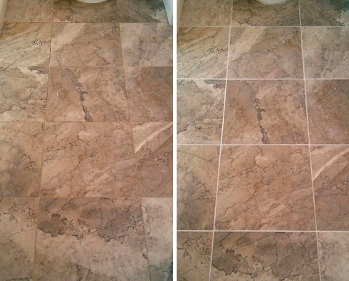 Floor Before and After a Grout Sealing in Durham, NC 