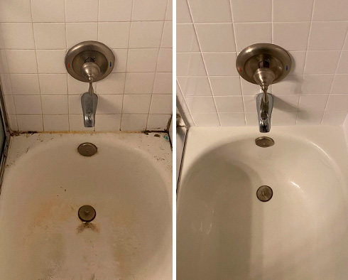 Shower Before and After a Tile Cleaning in Chapel Hill, NC