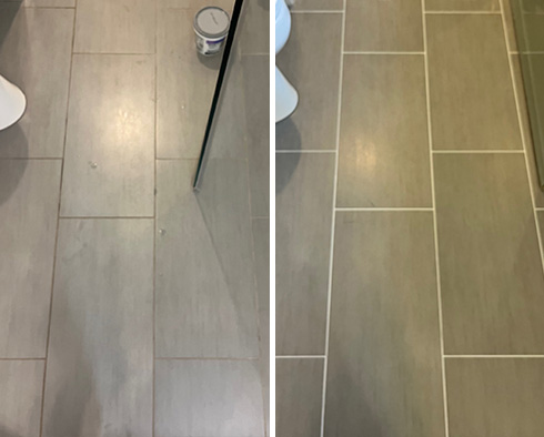 Floor Before and After a Grout Sealing in Greensboro, NC 