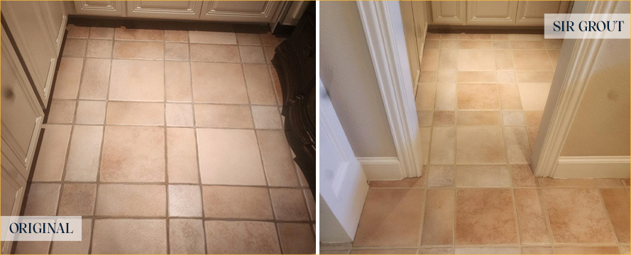 Floor Before and After a Superb Grout Sealing in Greensboro, NC