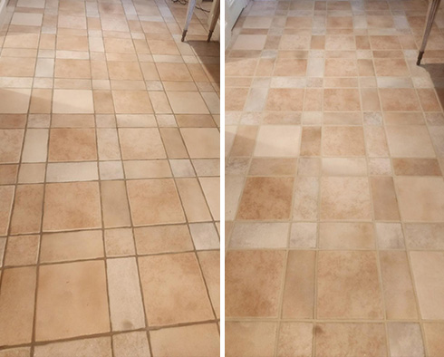 Floor Before and After a Grout Sealing in Greensboro, NC 