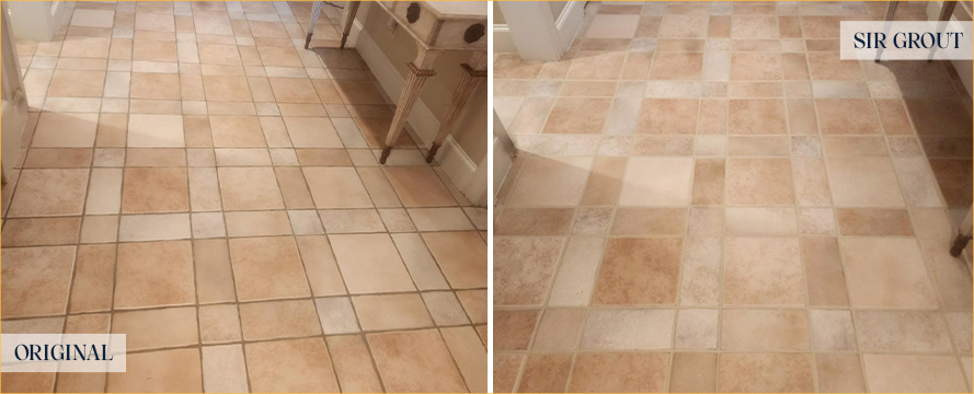 Floor Before and After a Flawless Grout Sealing in Greensboro, NC