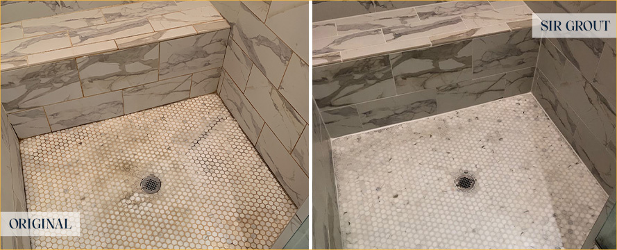 Shower Before and After an Excellent Tile Cleaning in Durham, NC 