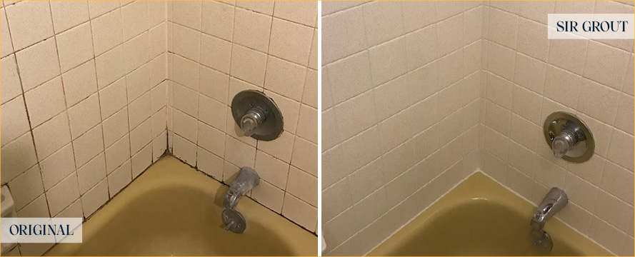 Shower Before and After an Excellent Grout Cleaning in Durham, NC