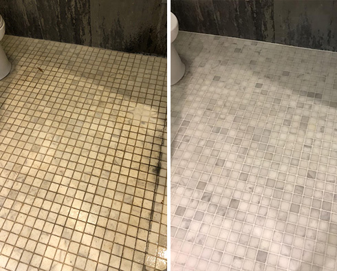 Floor Before and After a Tile Cleaning in Durham, NC 