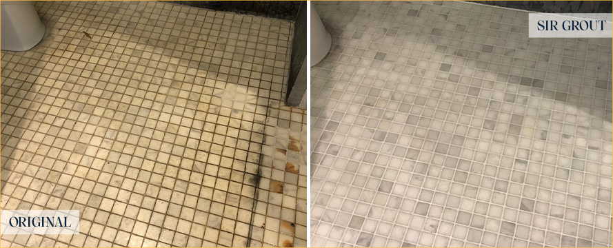 Floor Before and After a Flawless Tile Cleaning in Durham, NC