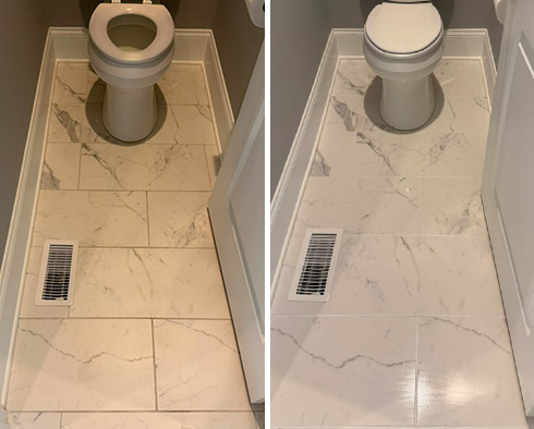 Floor Before and After a Grout Sealing in Hillsborough, NC