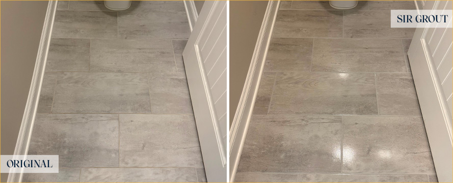 Floor Before and After a Superb Tile Cleaning in Hillsborough, NC
