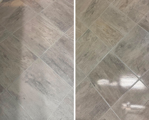 Floor Before and After a Tile Cleaning in Hillsborough, NC